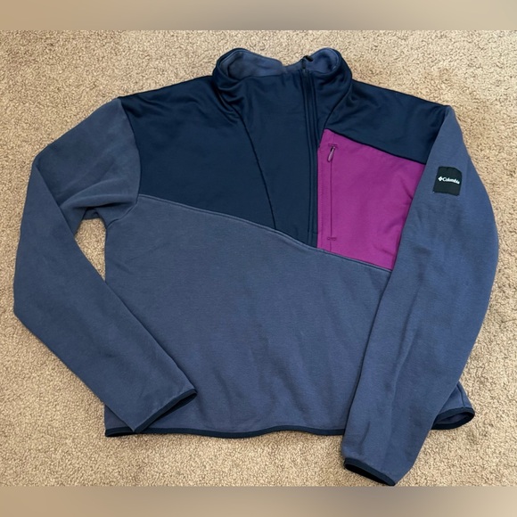 Columbia Tops - Columbia Women’s Size Large Lodge Hybrid Pullover Blue Mock Neck Sweatshirt